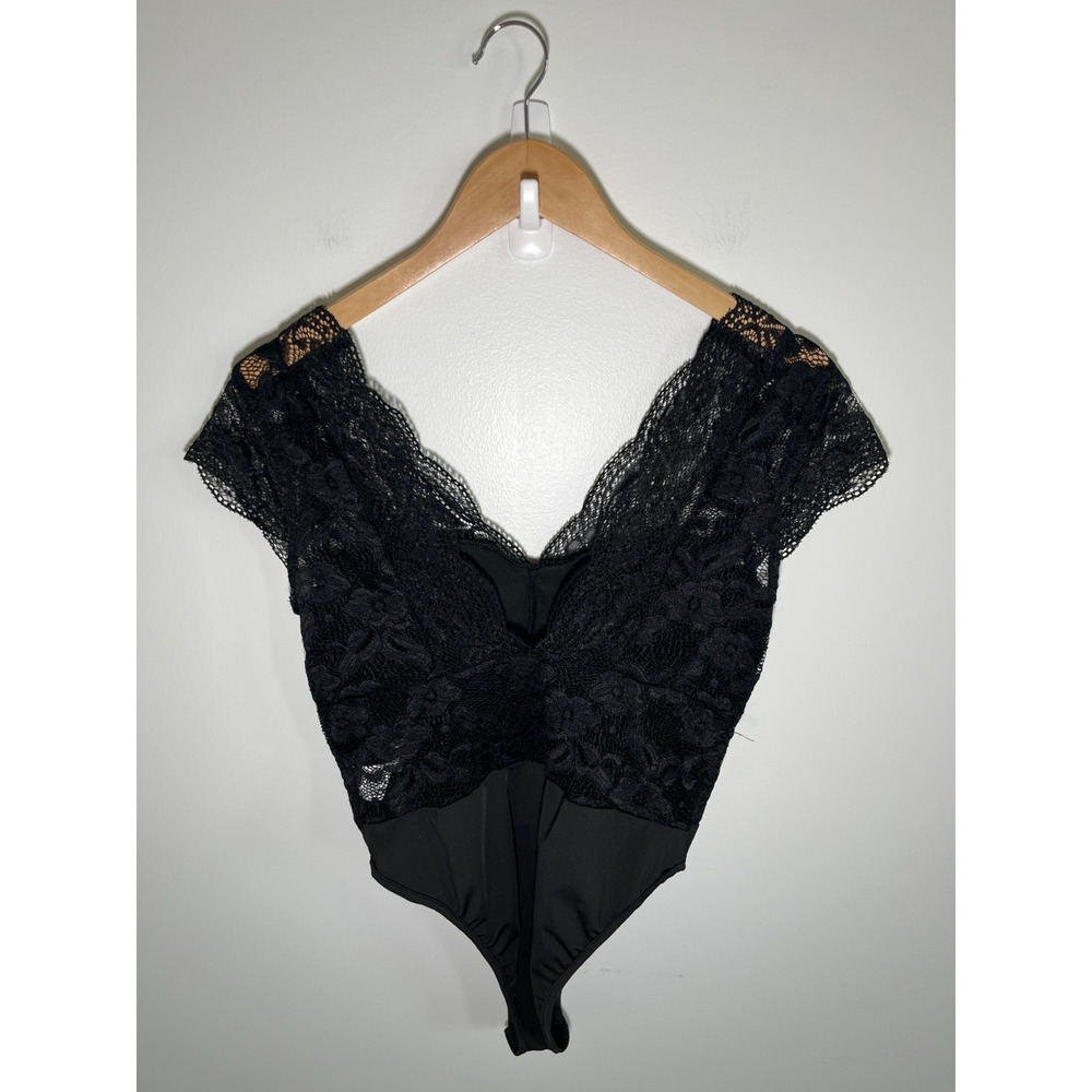 Women Top S Black Whimsigoth Witchy Dark Fairy Grunge Festival Lace Floral Sheer - Picture 3 of 7